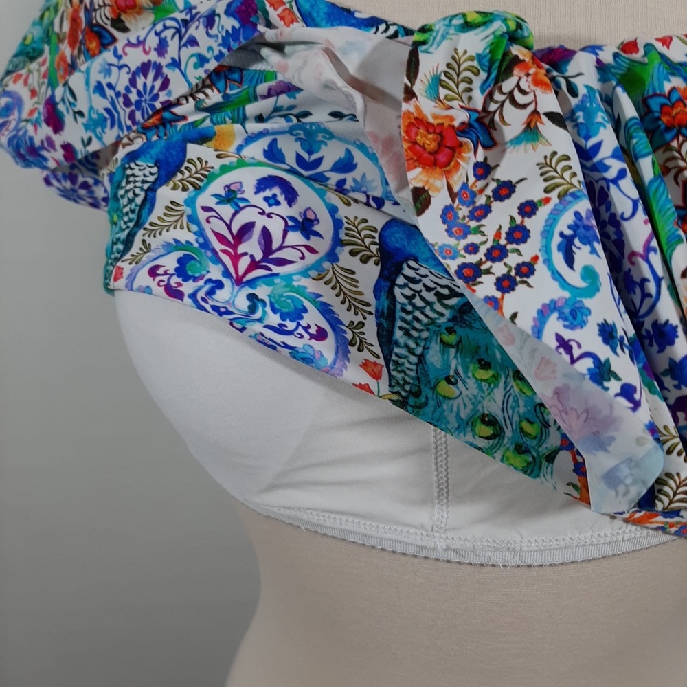 NWOT La Blanca floral shoulder swimming ruffle top 14 - Picture 8 of 10